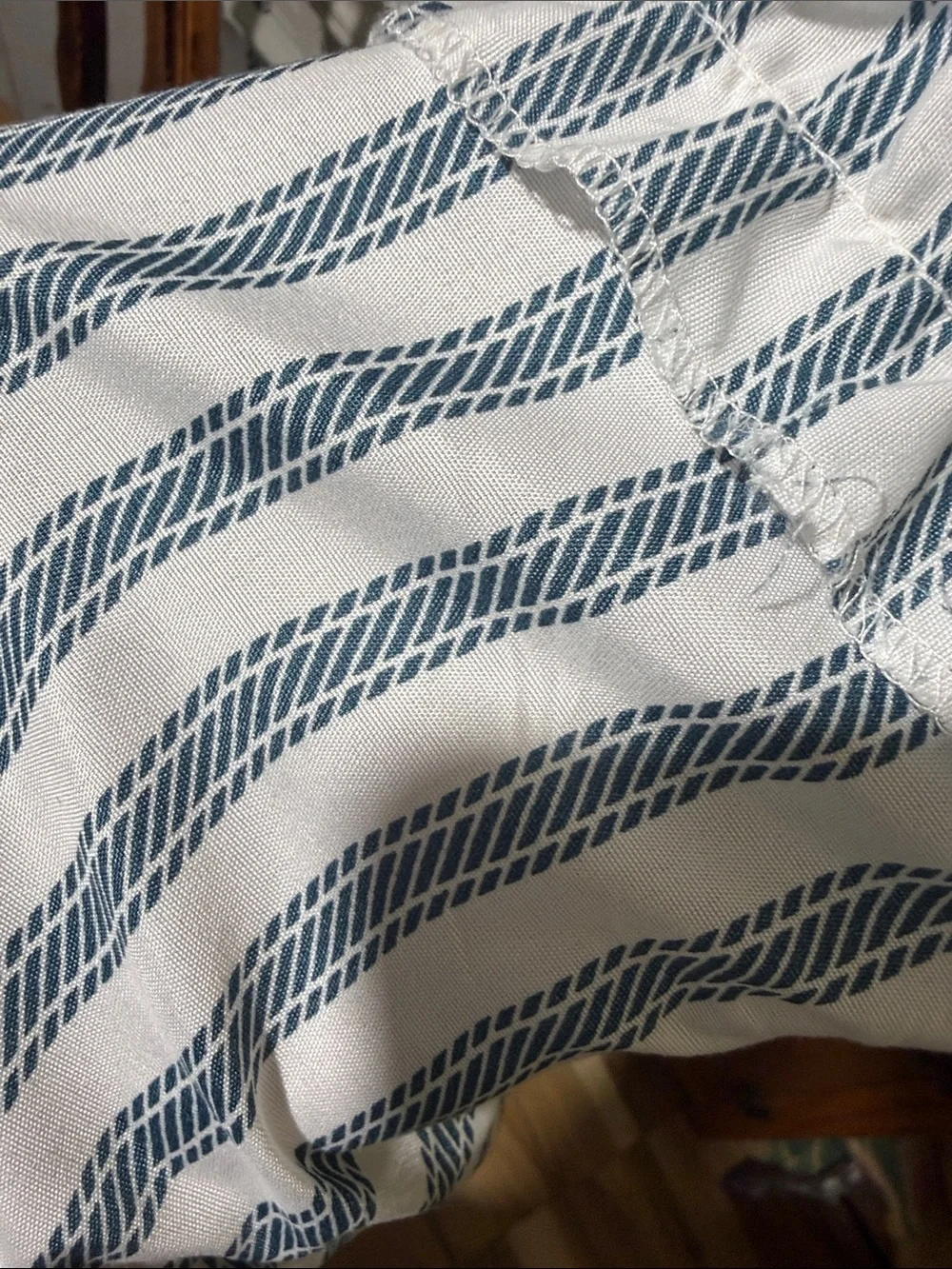 Rocking stripe farmhouse shower curtain blue and white ruffles